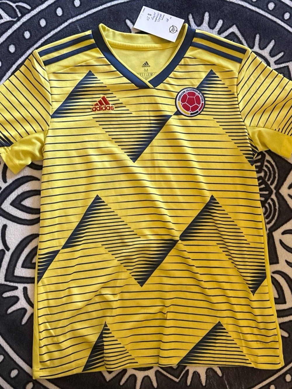adidas Yellow Colombia Soccer Jersey with Navy Details